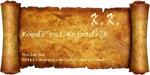 Kopácsi Kristóf névjegykártya