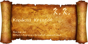 Kopácsi Kristóf névjegykártya